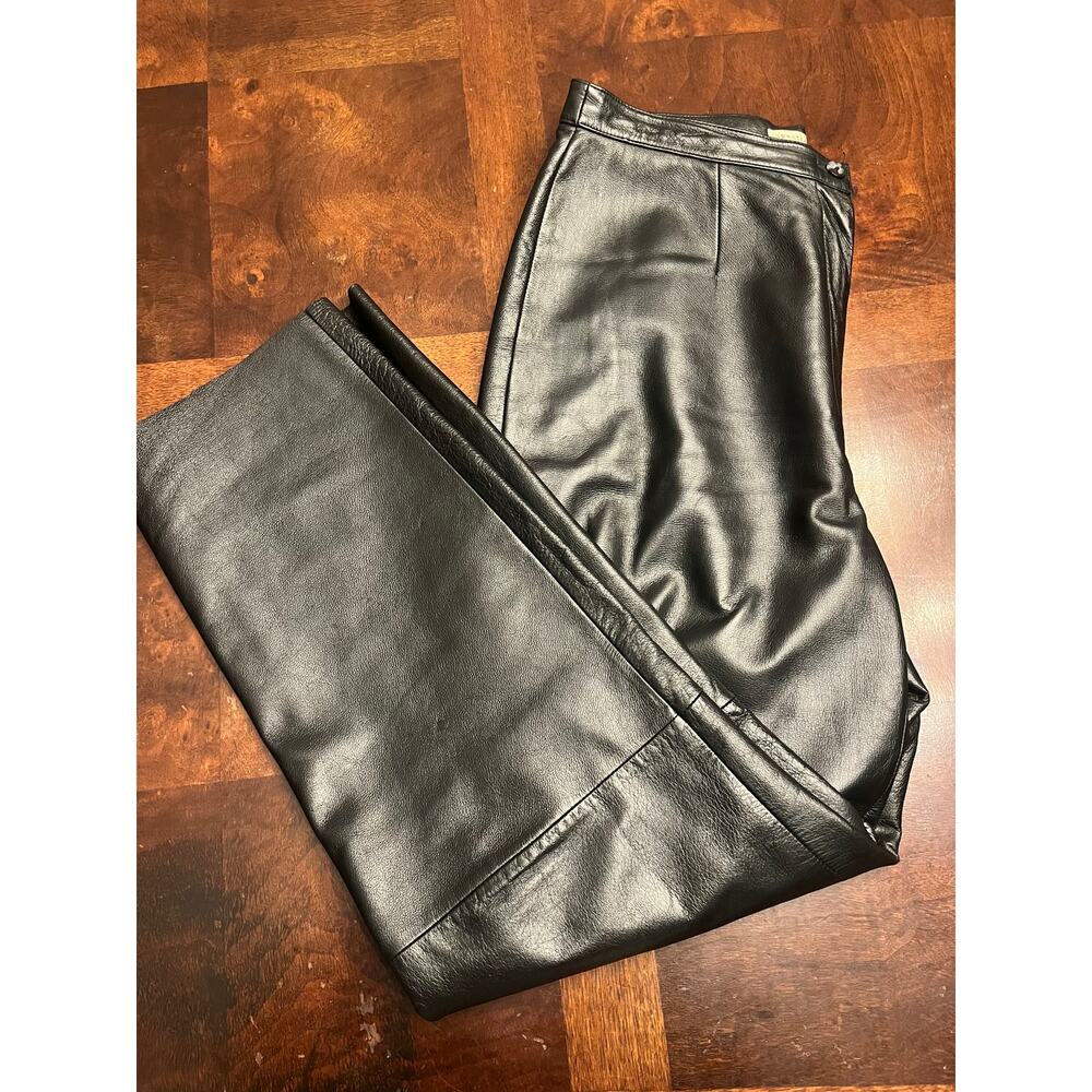 Vintage Apostrophe Black Genuine Leather Pants Size 10 Preowned